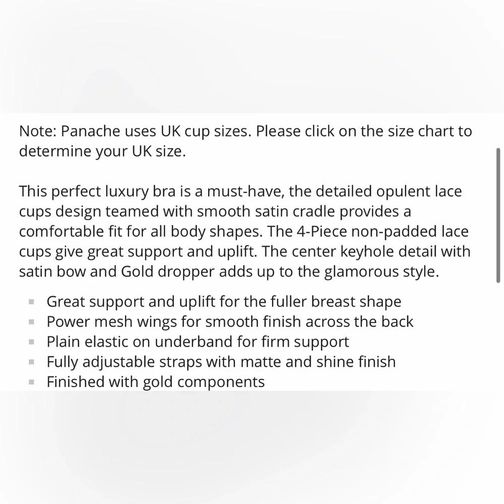 Panache Quinn Lace Underwire Balconnet Bra Ivory 34G UK - Picture 8 of 8